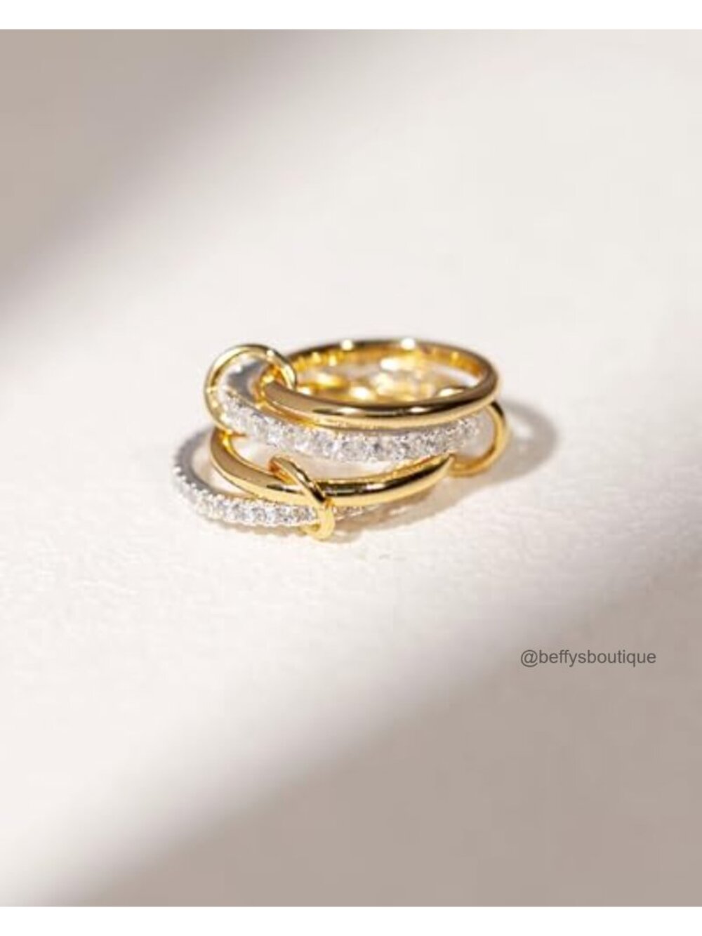 Stackable Gold Rings for Women Interlocking Ring Stack Set - Picture 4 of 6